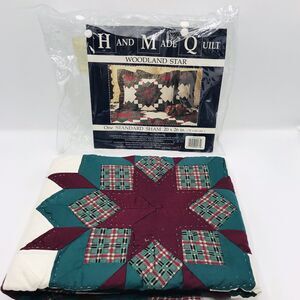 L Kee & Co Handmade One Standard Pillow Sham 20x26 In Woodland Star Vintage NEW